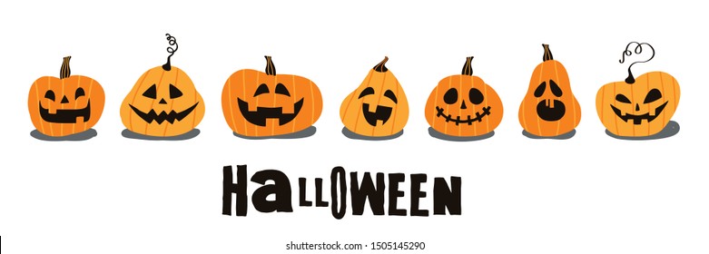 Happy Halloween. Set with fun pumpkins.