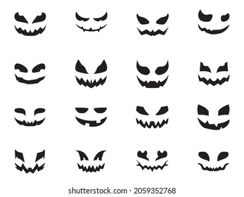 Happy Halloween set of pumpkin face design vector template