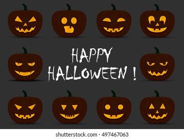 Happy Halloween. Set pumpkins.