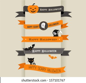 Happy Halloween - set of ribbons and icons