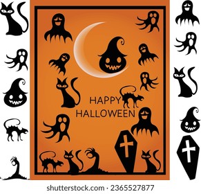 Happy Halloween . set of Halloween Scary vector