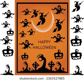 Happy Halloween . set of Halloween Scary vector