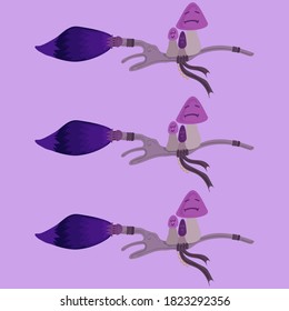 Happy Halloween!  a set that includes a cute witch's broom and magic mushrooms in blue and purple shades.It can be used for decoration,as icons or illustrations for anything.