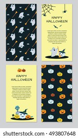 Happy Halloween. Set of Halloween two sided poster, brochure or menu design. Vector illustration.