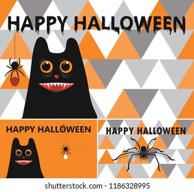 Happy Halloween - set of vector backgrounds invitation