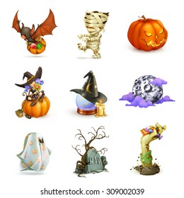 Happy Halloween set of vector icons