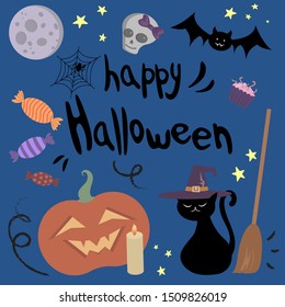 Happy Halloween set of vector illustrations.