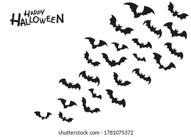 Happy Halloween. The shadow of a group of vampire bats flying on Halloween night.