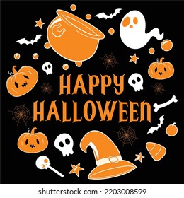 Happy Halloween Shirt Print Template Sweeet Halloween Pumpkin candy Scary Boo Witch Spooky Bat Vintage Retro Grim Reaper Fairy hocus pocus, Sanderson sisters vector