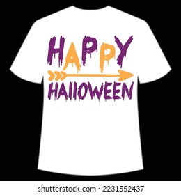 Happy Halloween Shirt Print Template, Witch Bat Cat Scary House Dark Green Riper Boo Squad Grave Pumpkin Skeleton Spooky Trick Or Treat