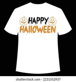 Happy Halloween Shirt Print Template, Witch Bat Cat Scary House Dark Green Riper Boo Squad Grave Pumpkin Skeleton Spooky Trick Or Treat