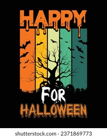 Happy Halloween shirt print template scary themed horror ghost pumpkin witch boo vector