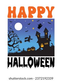 Happy Halloween Happy Halloween Shirt Print Template, Witch Bat Cat Scary House Dark Green Riper Boo Squad Grave Pumpkin Skeleton Spooky Trick Or Treat