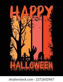 Happy Halloween shirt print template scary themed horror ghost pumpkin witch boo vector
