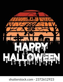 Happy Halloween shirt print template scary themed horror ghost pumpkin witch boo vector