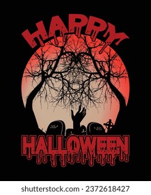 Happy Halloween shirt print template scary themed horror ghost pumpkin witch boo vector