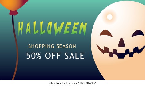 happy halloween shopping season with pumpkin balloon design. Sale and ecommerce theme Vector illustration