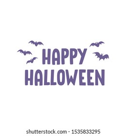Happy Halloween sign with bats flying. 