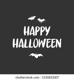 Happy Halloween sign with bats flying. 