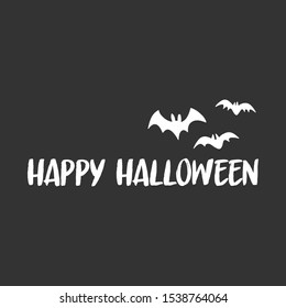 Happy Halloween sign with bats flying. 
