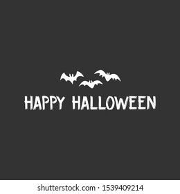 Happy Halloween sign with bats flying. 
