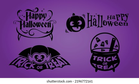 Happy Halloween-Zeichenbündel zum Schneiden, T-Shirt-Design-Bundle, Vampire, Kessel, Kürbis, Reißzähne, 