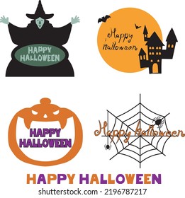 Happy halloween sign illustration set