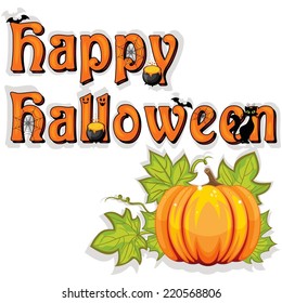 Happy Halloween sign on wooden background 