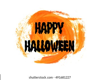 Happy Halloween sign text over brush paint abstract background vector illustration. Halloween poster, invitation or banner.