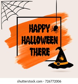Happy Halloween sign text over brush paint abstract background vector illustration. Halloween poster, invitation or banner.