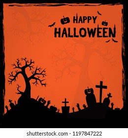 Happy Halloween silhouette background wallpaper frame card vector eps10