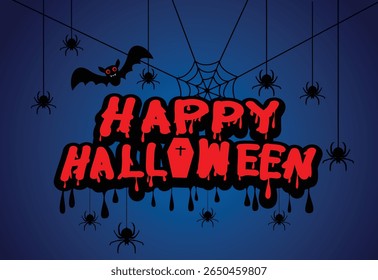 Happy Halloween, silhouette character set collection, Pumpkins and Flying Bats Vector illustration