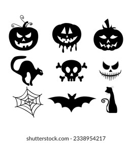 Happy halloween silhouette collection vector.