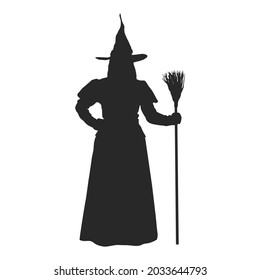 Happy Halloween Silhouette Old Witch.- Vector illustration