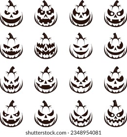 Happy Halloween silhouette set collection of Halloween icon and element isolated on white background