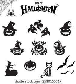 HAPPY HALLOWEEN SILHOUETTE STICKER SCARED