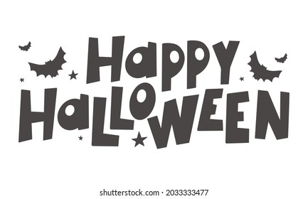 Happy Halloween - Silhouette Text Banner Hand drawn creative calligraphy and brush pen lettering. design for holiday greeting card and invitation, flyers, posters, banner halloween holiday