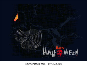 Happy Halloween. Silhouette of a tree against a background of the night sky