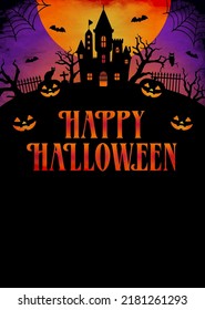 Happy halloween silhouette vector illustration. For poster (flyer) template etc.