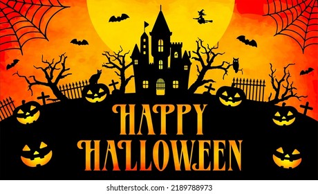 Happy halloween silhouette vector illustration for web banner etc.