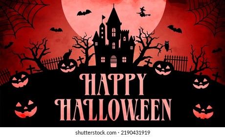Happy halloween silhouette vector illustration for web banner etc.