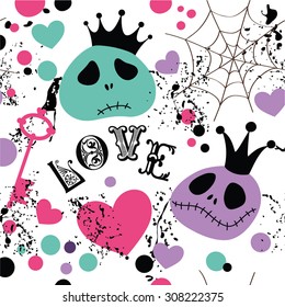 Happy Halloween. Simple pattern with monsters, cobweb for your design.