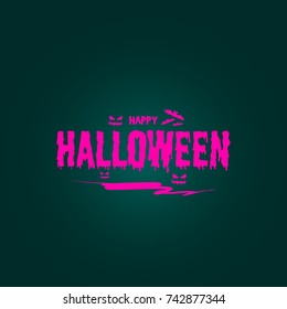 Happy Halloween Simple Vector Text. Green and Magenta.