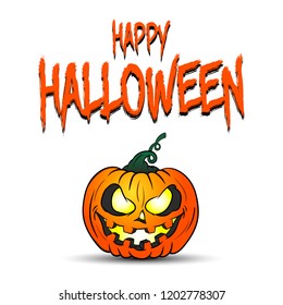 Happy halloween. Sinister smiling pumpkin. Design pattern for banner, poster, greeting card, flyer, party invitation. Vector illustration