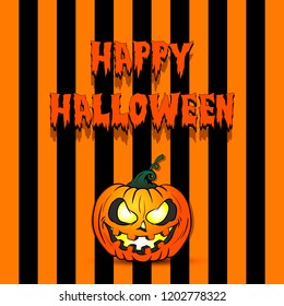 Happy halloween. Sinister smiling pumpkin. Design pattern for banner, poster, greeting card, flyer, party invitation. Vector illustration