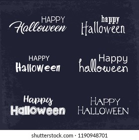 Happy Halloween six emblems. Vector illustration.