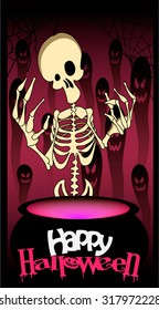 happy halloween skeleton and ghosts party