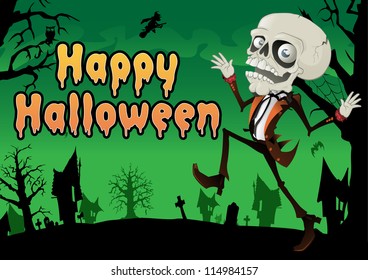 Happy Halloween Skeleton Postcard.