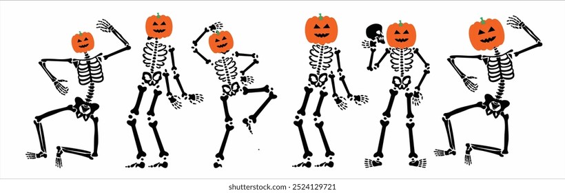 Feliz Halloween, esqueletos, esqueleto de baile de fiesta de Halloween y Vector de camisa de esqueleto