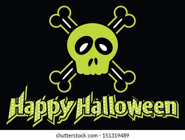 Happy Halloween skull and crossbones - Happy Halloween dotted text with skull and crossbones